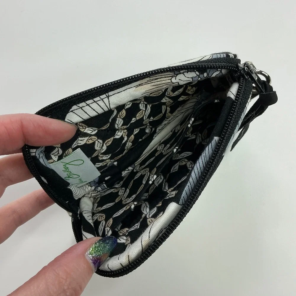 Vera Bradley Camellia Black Floral Wristlet Wallet Women Small Quilted